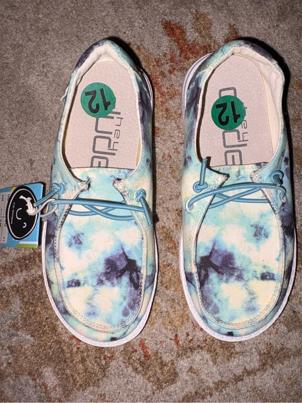 Hey Dude Blue and White Tie Dye Kids Slip-Ons NWT